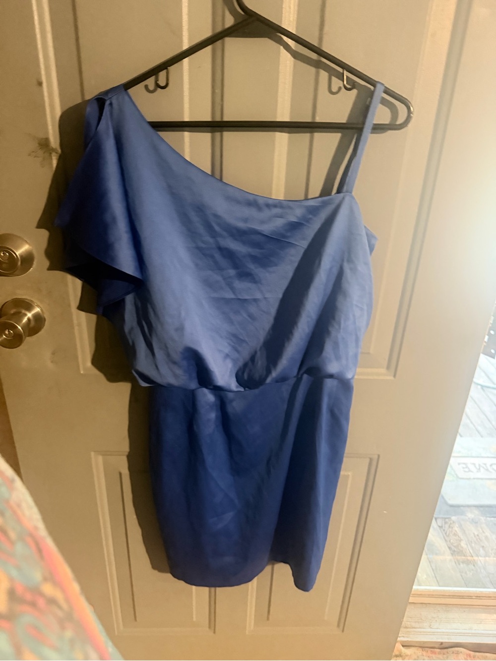 Jessica Simpson Royal Blue One-Shoulder Ruffle Dress